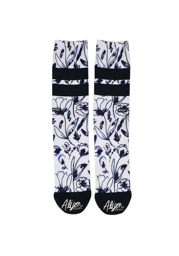 Floral Ink Socks - White