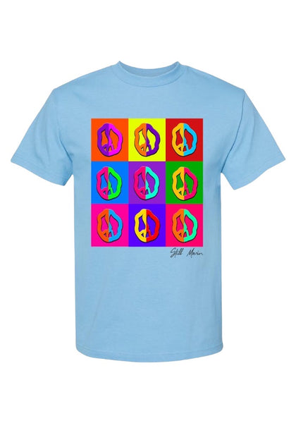 Pop Art Peace T-Shirt - Light Blue