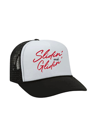Slidin and Glidin Trucker Hat - Black/White